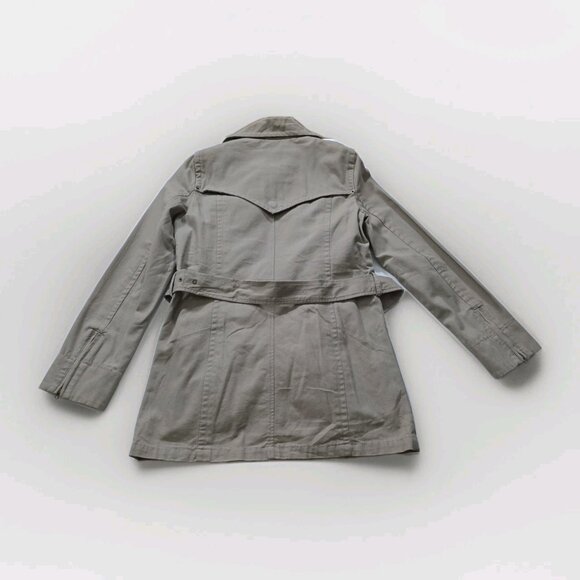 Zara Trench Coat Women M Beige Twill Pockets Belt Buttons Removable Liner Preppy - Picture 16 of 16